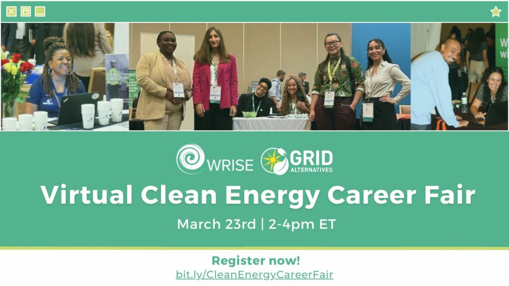 WRISE and GRID Alternatives to Present Virtual Clean Energy Career Fair on March 23