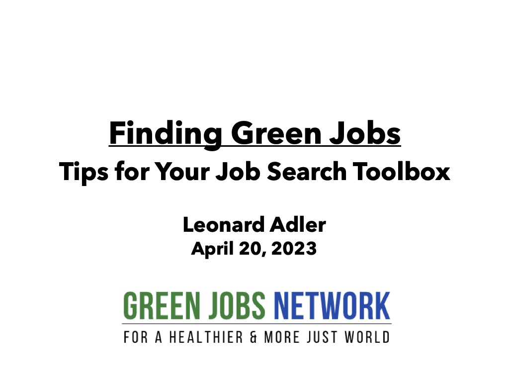 Finding Green Jobs presentation cover page