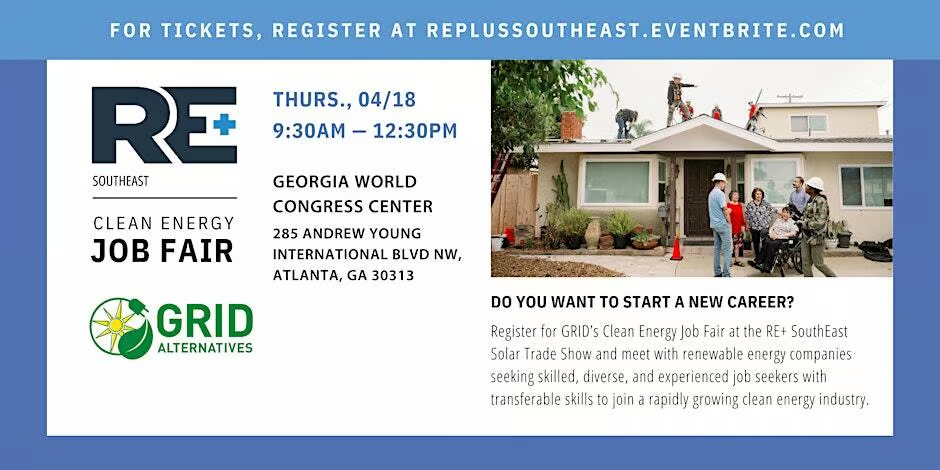 Southeast RE+ Clean Energy Job Fair in Atlanta on April 18