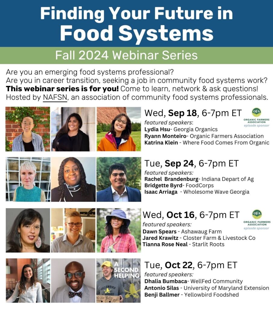 Finding Your Future in Food Systems: Fall 2024 Webinar Series