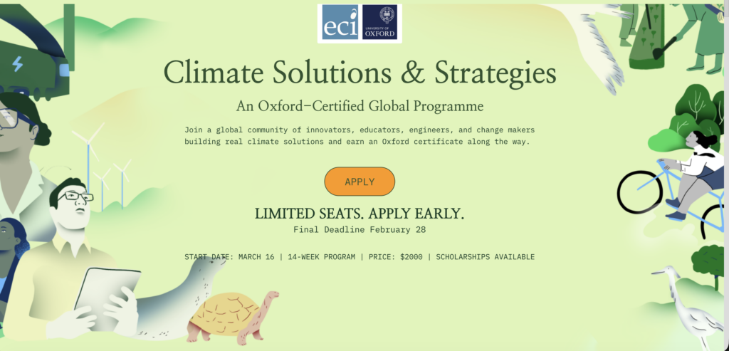 Save 20% on Skill Up for Earth's Oxford-Certified Climate Solutions & Strategies Programme (Apply by February 28)